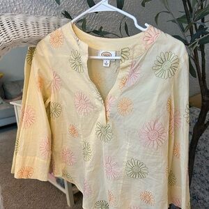Talbots Yellow Floral Blouse